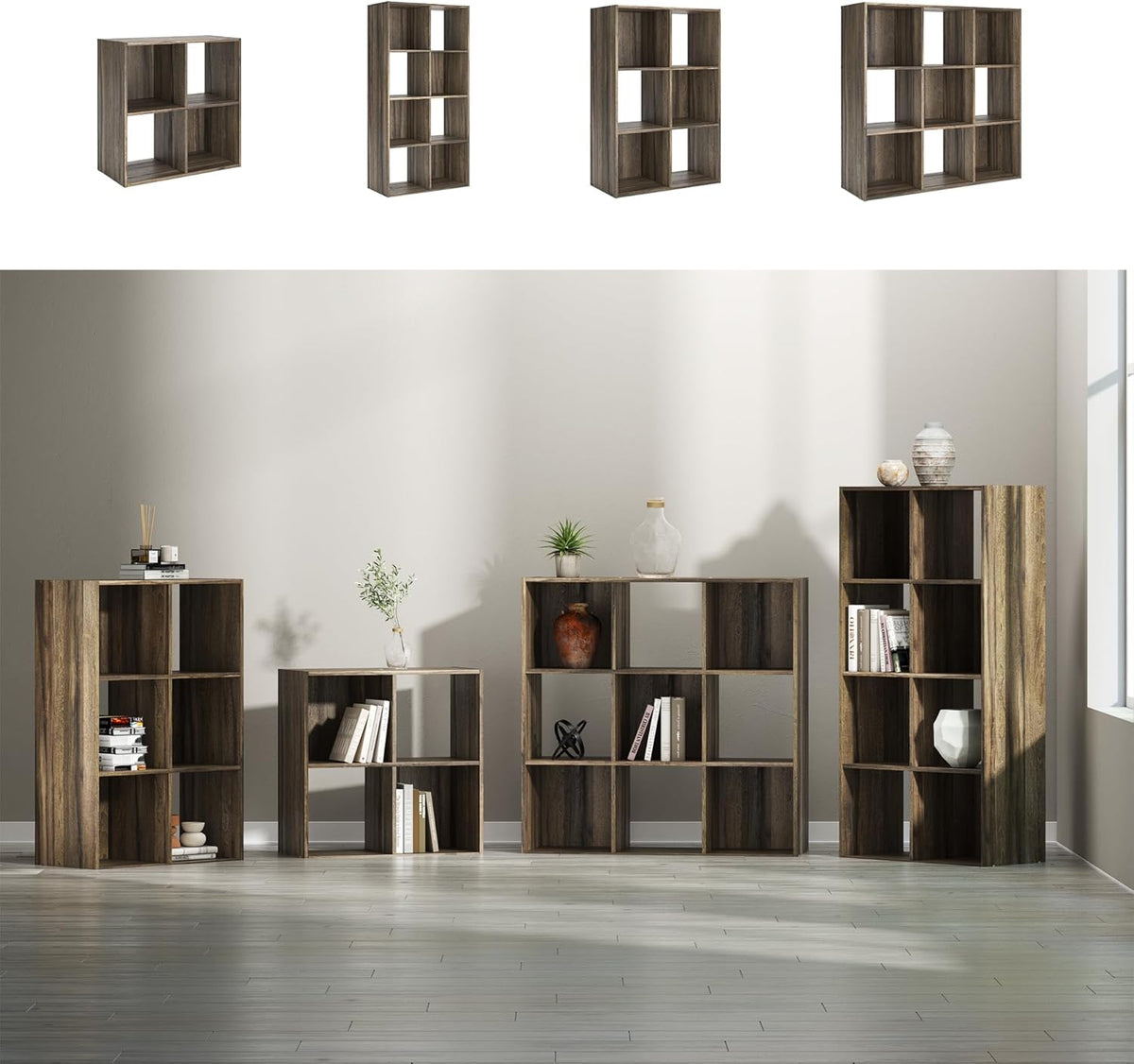 Signature Design by Ashley Shallifer 9 Cube Storage Organizer or Bookcase, Brown