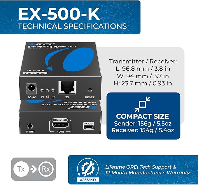 OREI 4K HDMI Extender Over IP CAT6