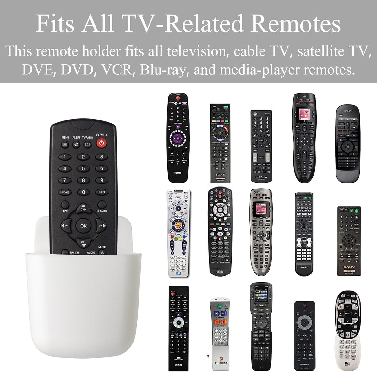 3 Pcs Remote Control Holder Wall Mount Self Adhesive Remote Case Hole-Free Storage Organizer Wall Pencil Holder Phone Charging for Home Office School(White)