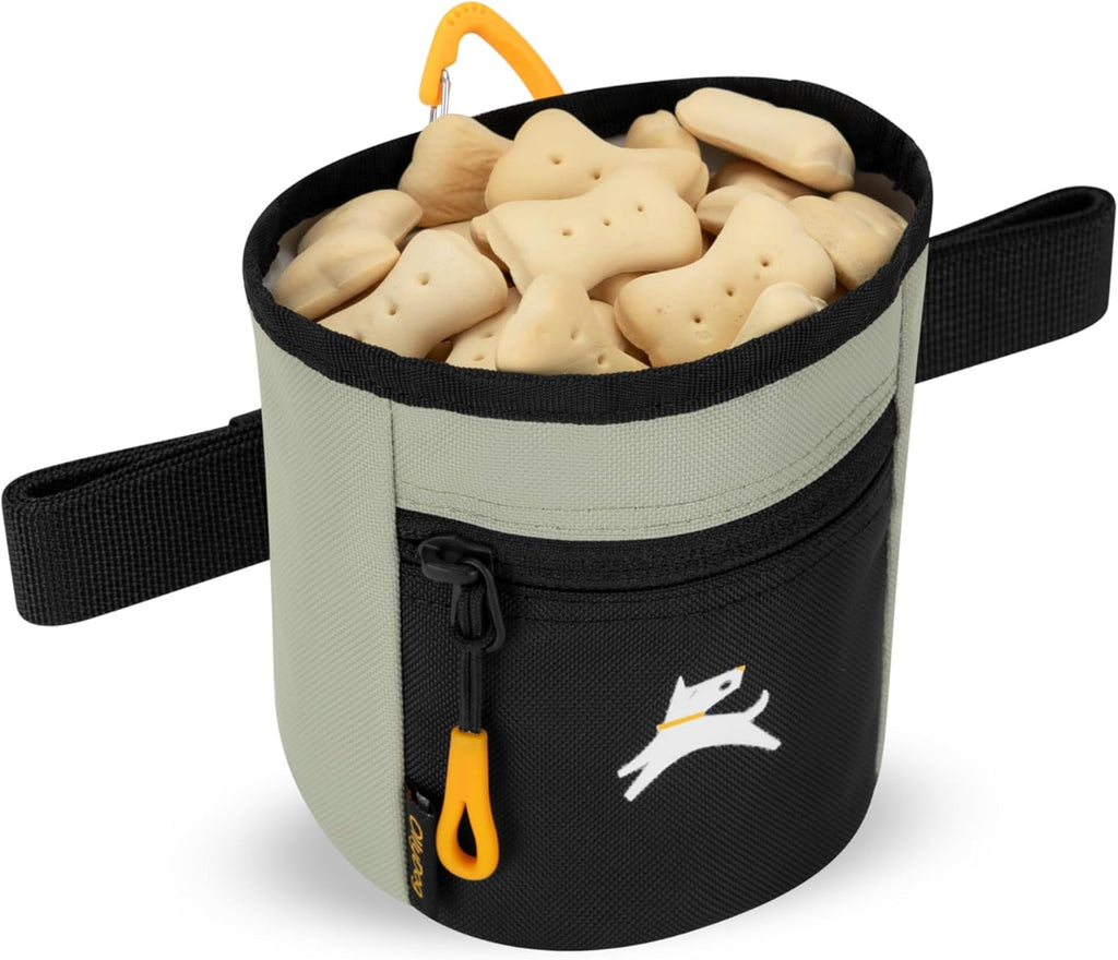 OllyDog Goodie Treat Bag, Dog Treat Pouch, Waist Belt Clip for Hands-Free Training, Magnetic Closure, Dog Training and Behavior Aids, Three Ways to Wear (Abbey Stone)