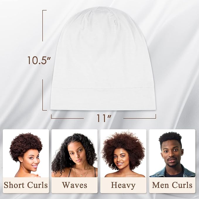 OLESILK Silk Bonnet for Sleeping Women: 100% Mulberry Silk for Frizz Free Curly, Adjustable Strap for Non Slip, Ivory