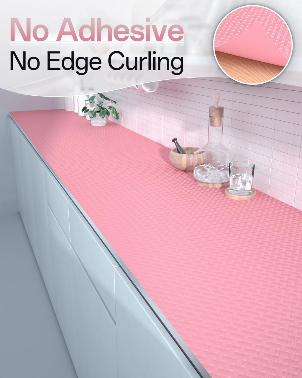 Shelf and Drawer Liner for Kitchen Cabinet, Non-Adhesive 12in x 360in Waterproof Contact Paper Refrigerator Liners Thickened Durable EVA Material Non Slip Mat for Dresser Cupboard Pantry Protector
