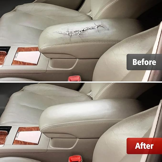 KBH Center Console Cover Replacement for Toyota Camry 2007 2008 2009 2010 2011, Vinyl Leather Armrest Upholstery, Anti-Scratch, Bisque Tan (Leather Part Only)