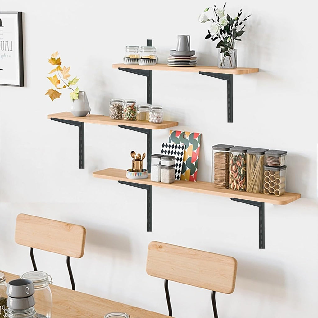 10 Pack 11.5‑Inch Adjustable Wire Shelf Brackets – Heavy‑Duty Double‑Track Closet & Wall Shelving System Supports（Black）