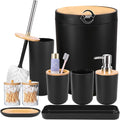 iMucci 9Pcs Black Bathroom Accessories Set with Trash Can Bathroom Set Black Bathroom Accessories Bathroom Decor