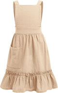ODIZLI Frill Apron for Women Cotton Cross Back Vintage Ruffle Apron for Garden Cooking Aprons