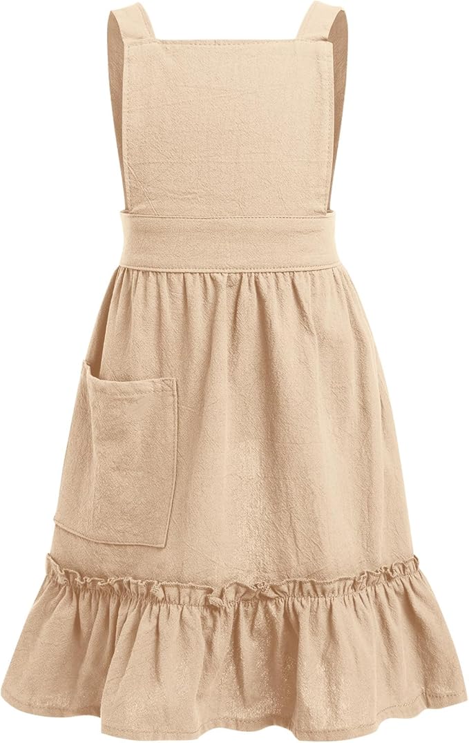 ODIZLI Frill Apron for Women Cotton Cross Back Vintage Ruffle Apron for Garden Cooking Aprons