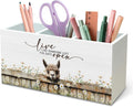 DILSJ Alpaca Inspirational Pen Pencil Holder Organizer for Desk, Alpaca Gifts for Women, Live Like Someone Left the Gate Open Wooden Box Signs for Home Office Desk Tabletop Decoration