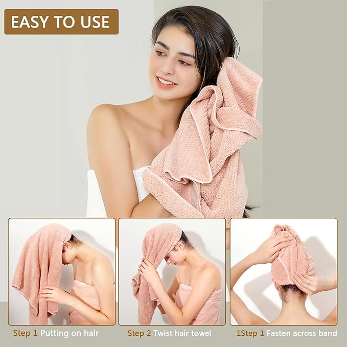 Laojbaba Microfiber Hair Towel Quick Dry Hair Towel Hair Drying Towels Suitable for All Kinds of Hair Ultra Absorbent Long and Thick Hair 24X48inch Grey (1pcs)
