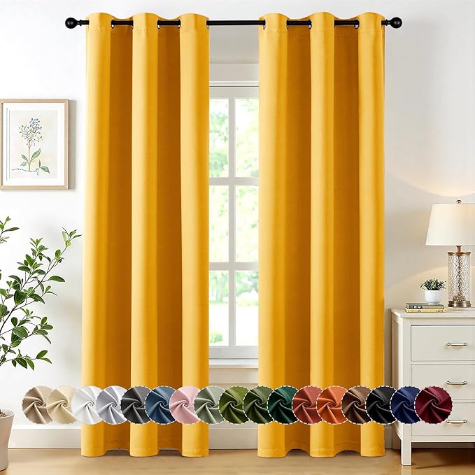 MIULEE Yellow Blackout Curtains