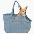 NoblePup Plush Dog Purse Carrier for Small Dogs, Soft Dog Tote Bag with Safety Harness Clip, Cozy Pet Carrier for Dogs Under 15 lbs, Comfortable Dog Shoulder Carrier for Travel, Light Blue