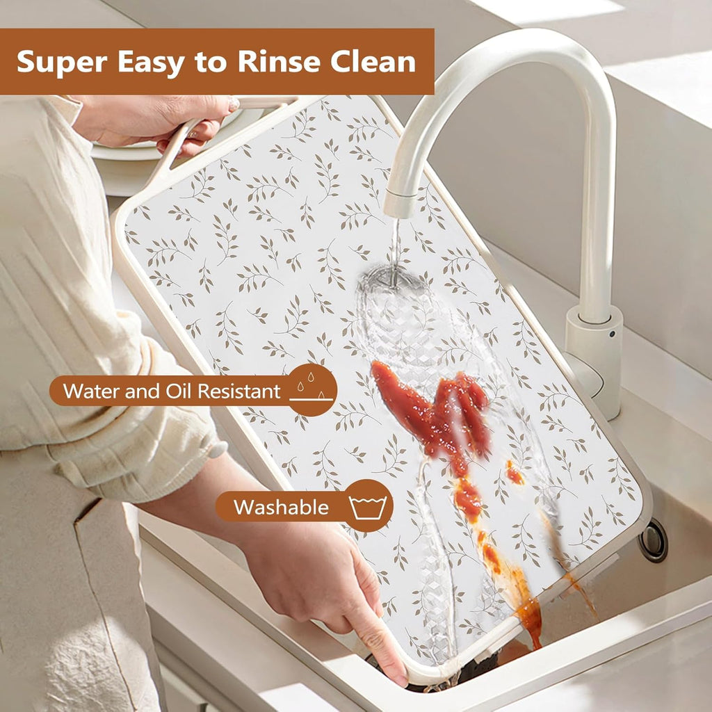 Shelf Drawer Liner for Kitchen Cabinets Non Adhesive, Slip Resistant Strong Grip Thickened Cabinet Liners for Shelves Non Slip Shelving Paper for Cupboard, Dresser, Pantry (Leaves, 11.8" x 20 FT)