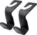 Headrest Hooks for Purses and Bags, 2 Pack Car Seat Hooks for Grocery Bag Handbag, Metal Car Purse Holder Covered by Leather, Black