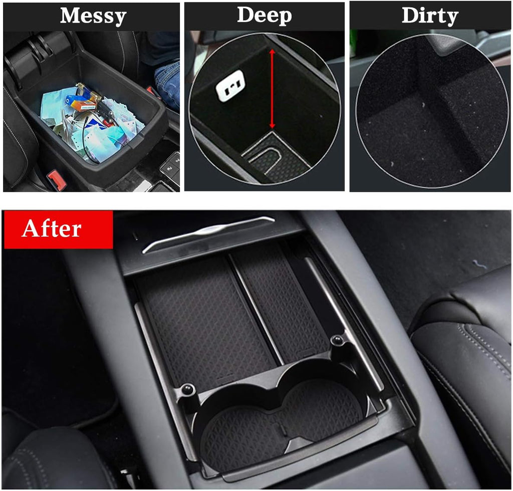 Jaronx Compatible with Tesla Model X/S Center Console Organizer, Armrest Storage Box+Cup Holder, for Tesla Model S/X Accessories 2016 2017 2018 2019 2020 2021