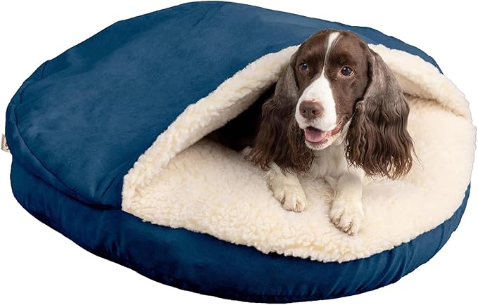 Snoozer Luxury Microsuede Cozy Cave Pet Bed, Large - Sapphire
