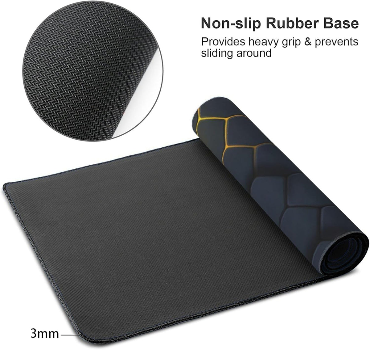Cool Honeycomb Large Mouse Pad, Gaming Desk Mat, XXL Keyboard Desk Pad Mat for Desktop, 35.4"x15.7" Non-Slip Base Big Mousepad with Stitched Edges