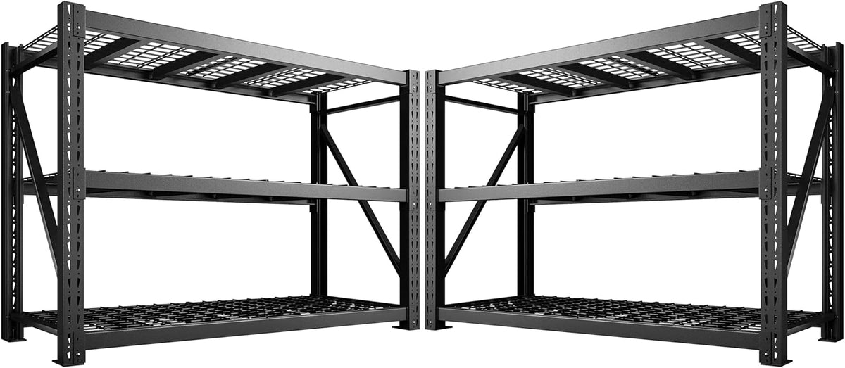 Bepatio 8250LBS Garage Shelving Heavy Duty Storage Shelves Industrial Metal Shelving Adjustable 3-Tier Shelves for Garage, Warehouse Basement Storage Room 24" D × 60" W × 66" H