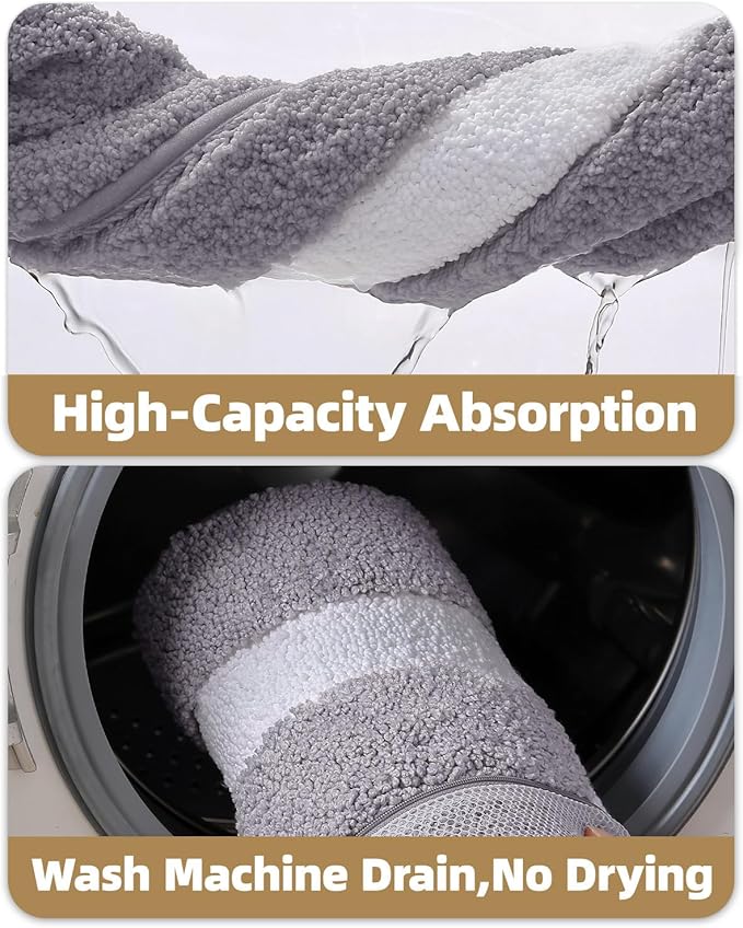 Color&Geometry Bathroom Rugs, Water Absorbent and Quick Dry Microfiber Bath Rugs-20"x32", Non-Slip, Machine Washable, Extra Soft Plush Bath Mats for Bathroom, Laundry Room, Light Grey White