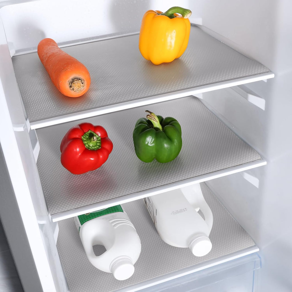 Light Gray Shelf Liners for Kitchen Cabinets Non Adhesive Drawer Liner for Bathroom Waterproof Refrigerator Liners for Shelves Fridge Plastic Mats Cabinet Cupboard Liner 23.6 x 393.7 Inches