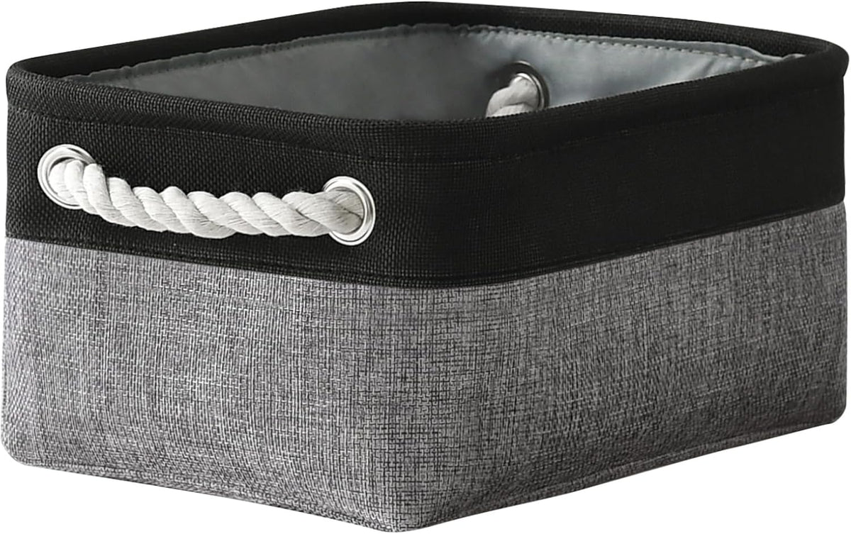 TheWarmHome Storage Basket for Organizing - 12x8x5.2 inch 1 Pack Fabric Storage Cubes, Baskets for Gifts Empty for Closet Organizer Dog Gift Cloth Toy (Grey & Black)