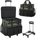 Rolling Cleaning Caddy Bag with Detachable Trolley, Large Cleaning Supplies Organizer with Wheels, Multi-Pocket Cleaning Cart with Adjustable Shoulder Strap for Housekeepers & Home Use, Armygreen
