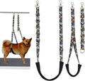 Dog Grooming Belly Straps – Adjustable Grooming Loops with Cute Paw & Bone Pattern – Pet Grooming Belly Support Band Table Accessories Restraint Noose for Small to Large Dogs(Black)