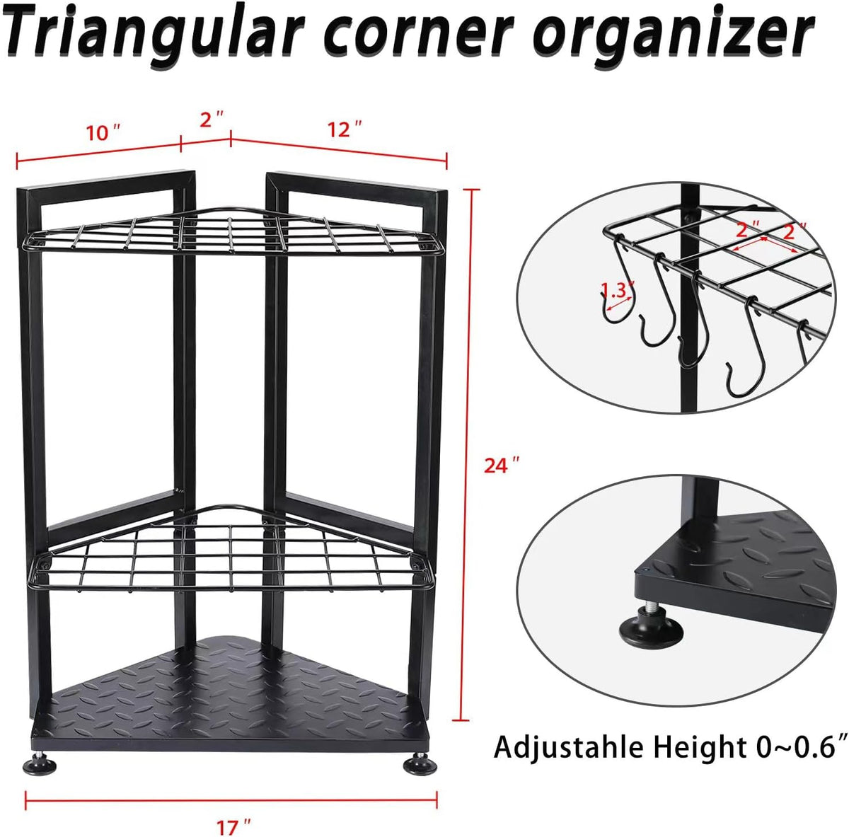 YueTong Garden Tool Organizer for Corner,Yard Tools Rack for Garage Storage Organization,Garage Tool Holder Free Standing No Mount.Heavy Duty and Solid Metal for Indoor and Outdoor Use.