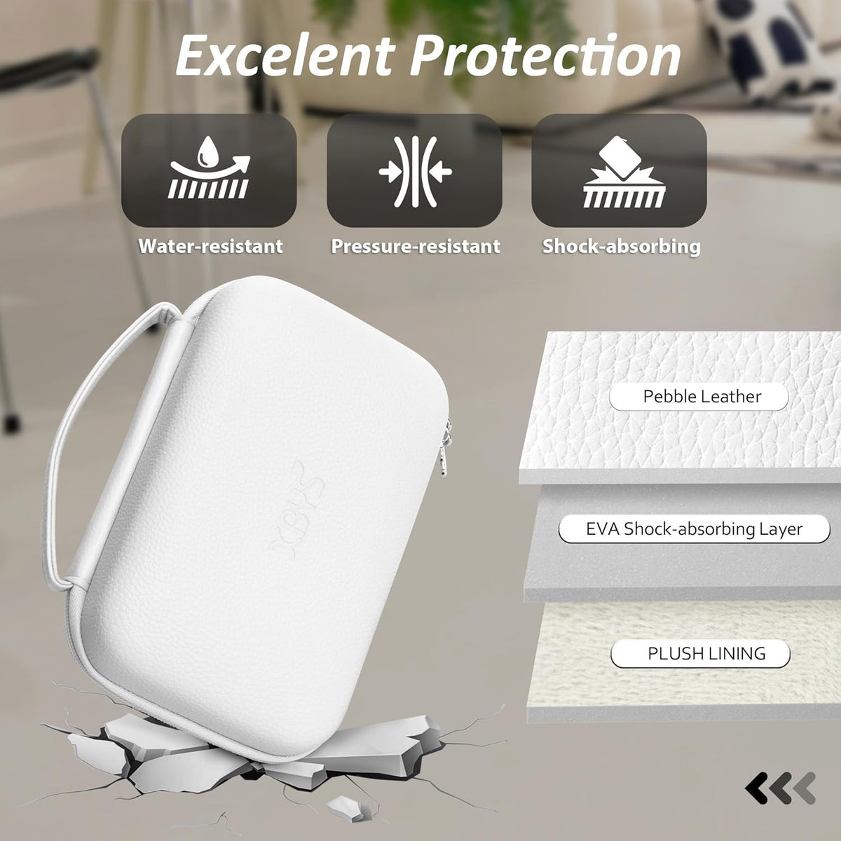 Charger Case for Macbook, Portable Tech Electronic Organizer Bag,Travel Storage Pouch for Laptop Accessories, MacBook Power Adapter, Charging Cords, USB Drives, Power Bank (White, XL)