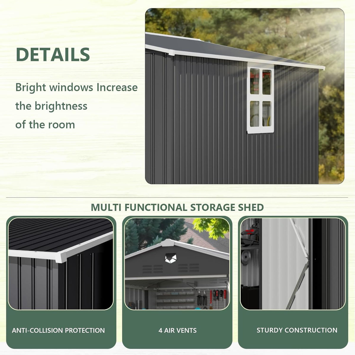 10x12 FT Metal Storage Shed with Window,Outdoor Storage Building,Large Backyard Sheds,Waterproof Outside Storage Sheds