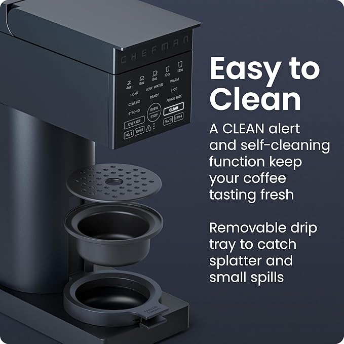 Chefman Caffeinator Single Serve Coffee Maker, Brew Kcups & Grounds, Drip
