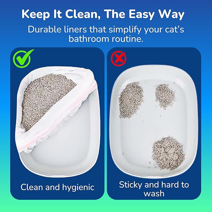 PET N PET Cat Litter Box Liners Bags Extra Large, Heavy Duty Tear Resistant & Drawstring Closure Cat Litter Bags, Waterproof Kitty Box Liners Fits Litterbox Pan Sizes, 34" x 18", 21 Count