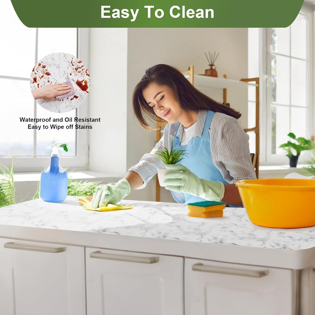 Moriah Shelf Liner for Kitchen Cabinet Non-Adhesive, Thickened Drawer Liner No Slip for Dresser Waterproof Cabinet Paper Liner for Bathroom Shelves Protects Surfaces(Marble,12'' x 20')