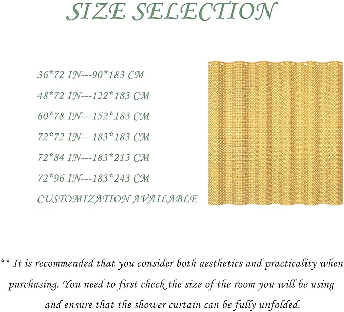 ggaimwf 72x78 Inch Solid Color Shower Curtain for Bathroom Waffle Bath Water Resistant Fabric Curtains Green Mustard Modern Thick Shower Stall Curtain with Metal Hooks