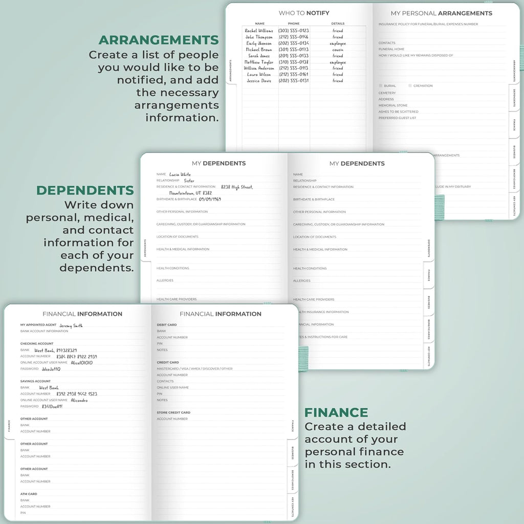 Clever Fox End of Life Planner – Final Arrangements Organizer for Beneficiary, Will Preparation, Last Wishes & Funeral Planning, A5 (Mint Cream)