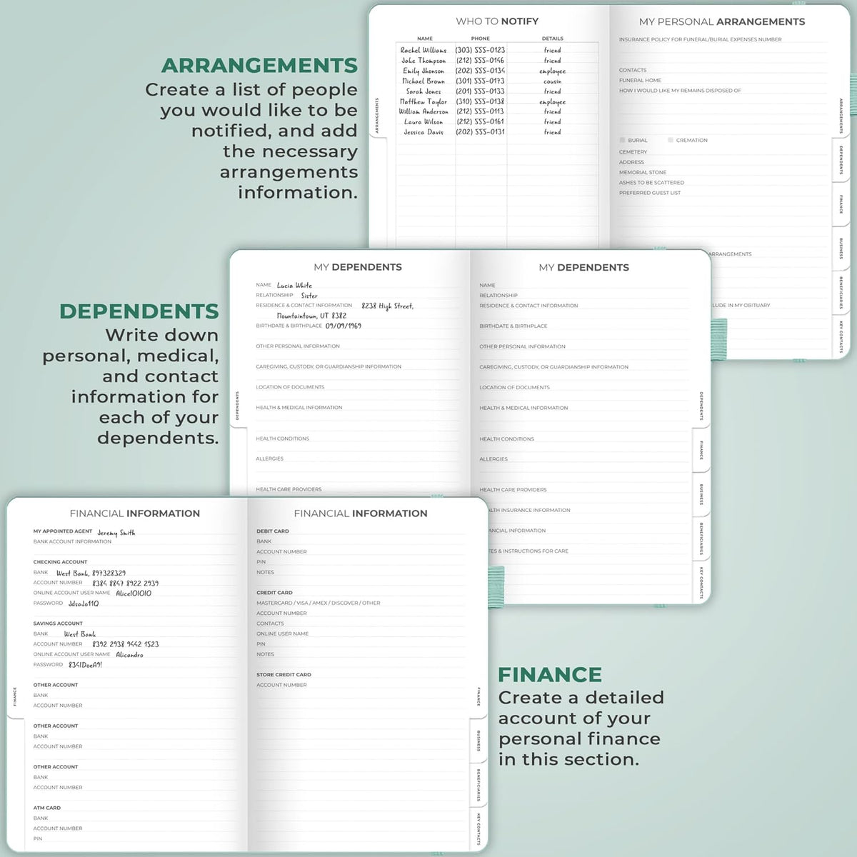 Clever Fox End of Life Planner – Final Arrangements Organizer for Beneficiary, Will Preparation, Last Wishes & Funeral Planning, A5 (Mint Cream)