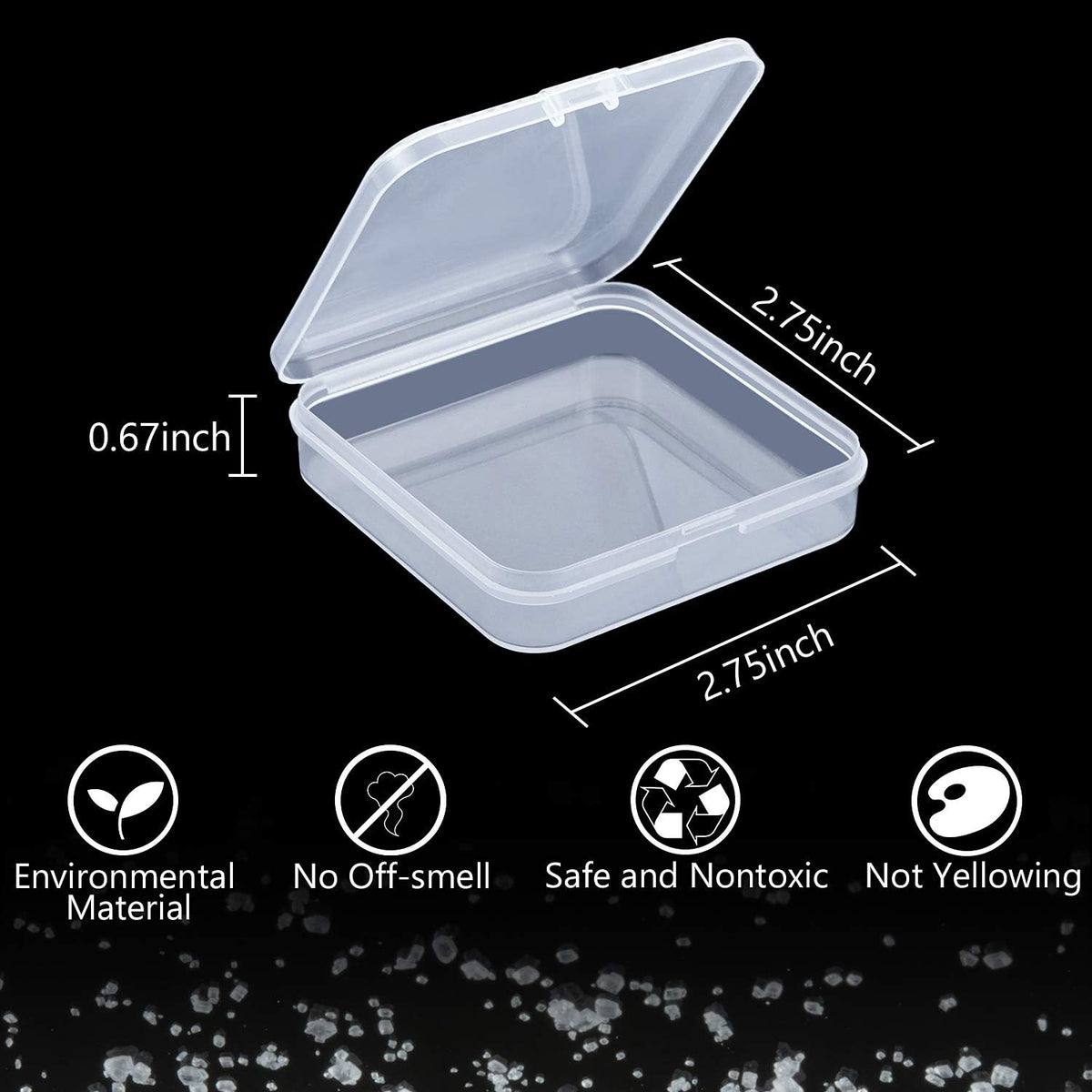 SATINIOR 24 Packs Small Clear Plastic Beads Storage Containers Box with Hinged Lid for Storage of Small Items, Crafts, Jewelry, Hardware (2.76 x 2.76 x 0.67 Inches)