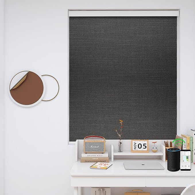 ZSHINE Motorized Blackout Window Blinds Customize Width Remote Control Wireless