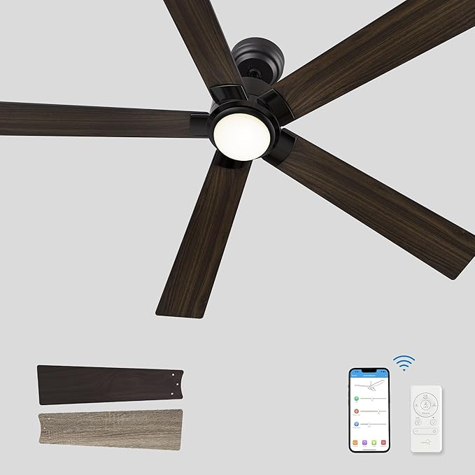 SMAAIR Smart Ceiling Fans with Lights and Remote, 60 Inch Low Profile Ceiling