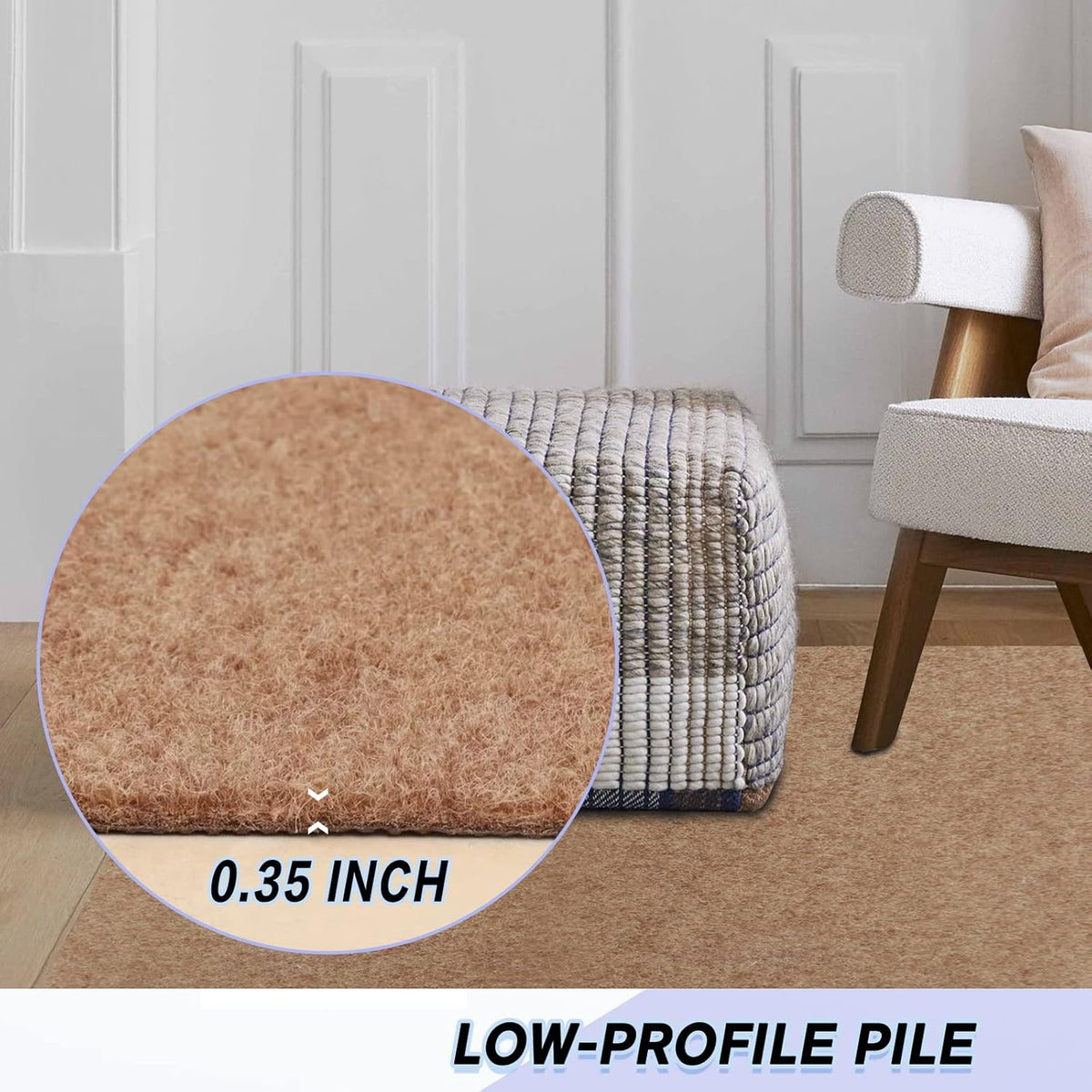 Custom Size Backed Non-Slip Area Rugs Runner, Easy Clean, Waterproof Runner Rugs for Hallway Entryway, Kitchen, Laundry, 4FT x 20FT, Beige