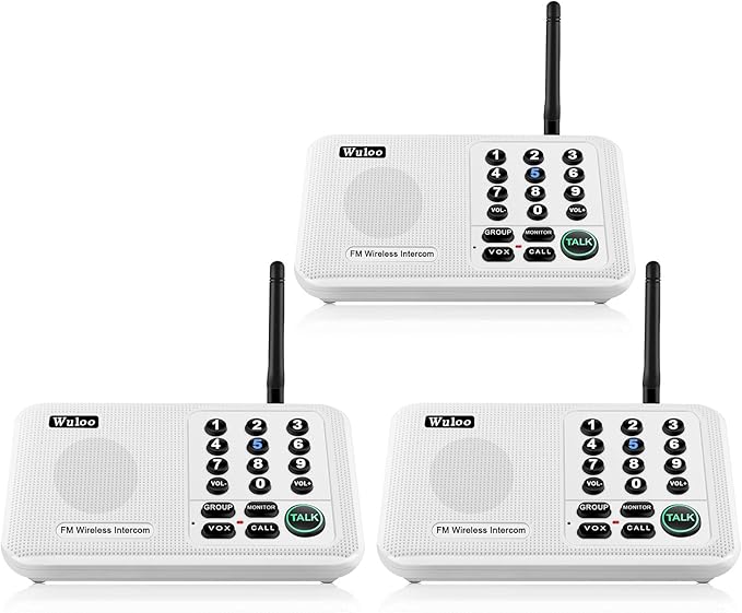 Wuloo Intercoms Wireless for Home 5280 Feet Range 10 Channel 3 Code, Wireless