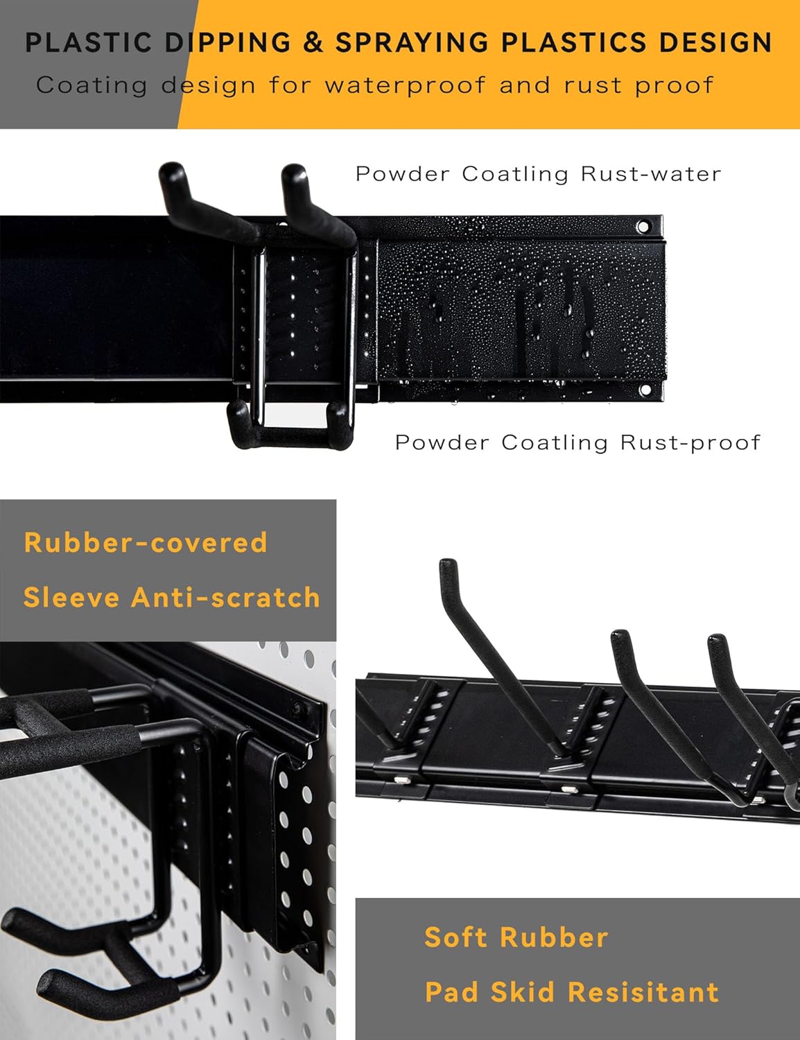 Garden Tool Organizer Wall Mount 48 Inches Max Load 660lbs Garage Storage and Organization, Adjustable with 6 Garage Hooks and 4 Cable Ties, Yard Shed and Power Tool Organizer Rack