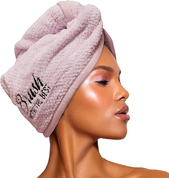 Felicia Leatherwood Microfiber Hair Towel Wrap - Quick Drying, Anti Frizz & Gentle on Hair - Easy to Use, Saves Time, Lightweight & Compact - for Curly, Long & Thick Hair - Men & Women - Lavender