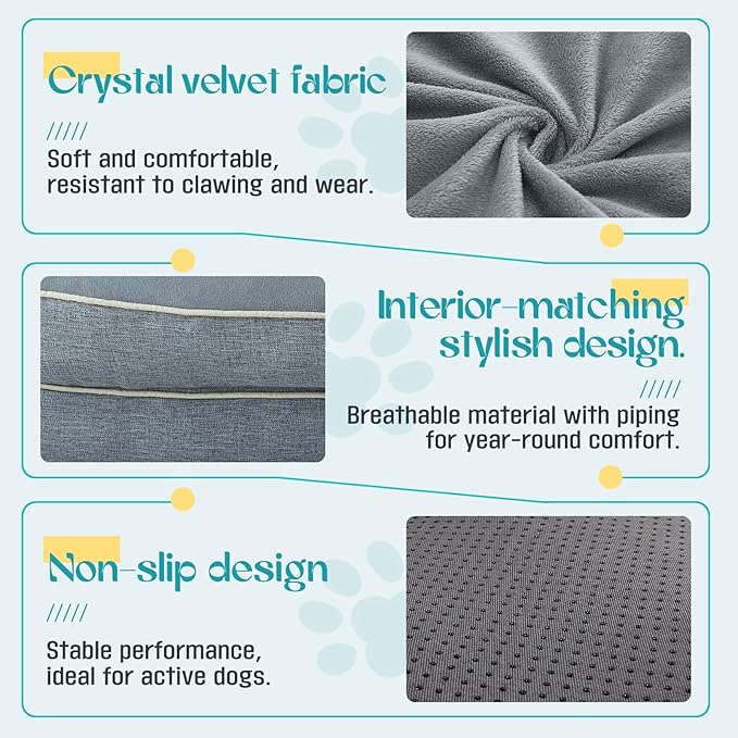TaiBest Waterproof Memory Foam Dog Beds for Small Dogs Non-Slip Orthopedic Dog Beds Washable Couch Pet Bed with Removable Cover (Grey, Small)