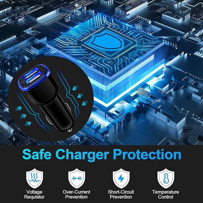 6Pack Fast Charge Dual Port Lighter Plug USB Adapter, 12 Volt USB Outlet for iPhone 15 14 13 12 11 Pro Max 10 SE XR XS X 8 7 Plus 6, iPad, Samsung Galaxy S23 S22 S21 S20 S10 S9