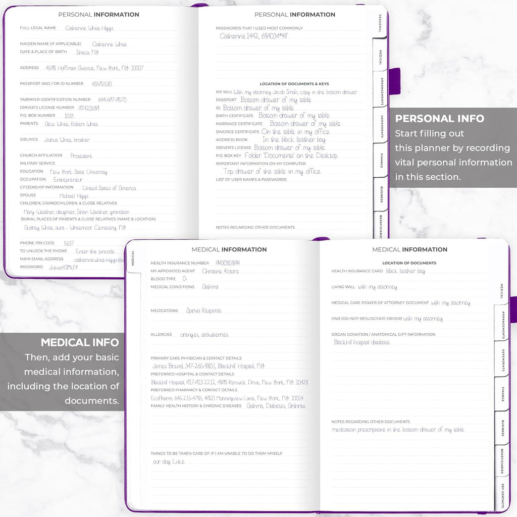 Clever Fox Large End of Life Planner – Guided Final Arrangements Organizer Notebook for Instructions, Beneficiary Info, Will Preparation, Last Wishes & Funeral Planning – 8.5" x 11" (Purple)