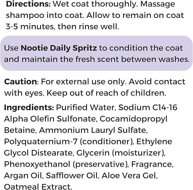 Nootie - Pet Shampoo for Sensitive Skin - Revitalizes Dry Skin & Coat - Natural Ingredients - Gentle Dog Shampoo - Cleans & Conditions