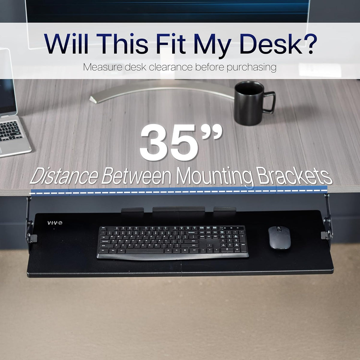 VIVO Large Under Desk 34 x 11 inch Computer Keyboard and Mouse Tray with Swinging Height Adjustment, 12 Settings, Platform Drawer for Typing, Black, MOUNT-KB34S