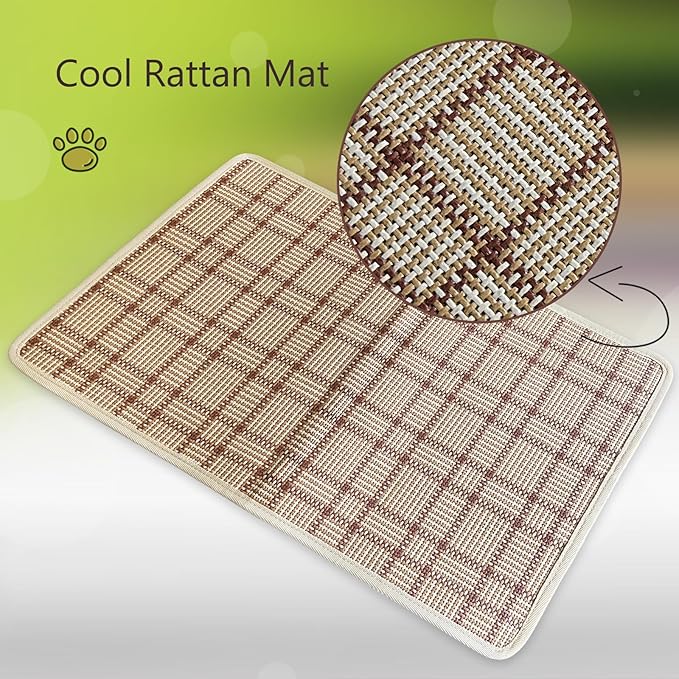 Replacement Pad for Dog Carrier Cat Carrier Pet Carrier, Plush and Rattan Mats, Double-Sided, Dog Bed Mat Crate Mat Kennel Pad 2-Pack 20" * 13"