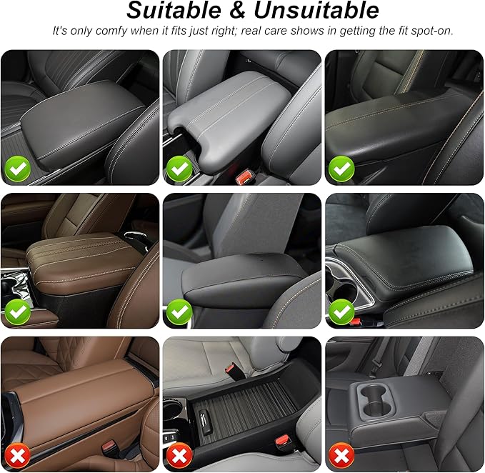 Center Console Cover Fit for Pilot: Scratch and Wear Resistant Console Cover Leather with 2 Storage Bags -Upgraded Armrest Coverfor Car,Anti-Scratch Auto Armrest Pad Accessory （Black