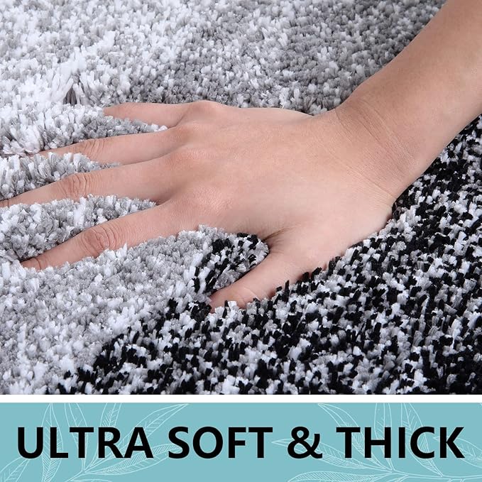 Arotive Microfiber Bathroom Rugs, Shaggy Soft and Absorbent Bath Rug, Non-Slip, Thick Plush Machine Washable Dry Bath Mats for Bathroom, Tub and Shower, 40x32, Black, Rectangular